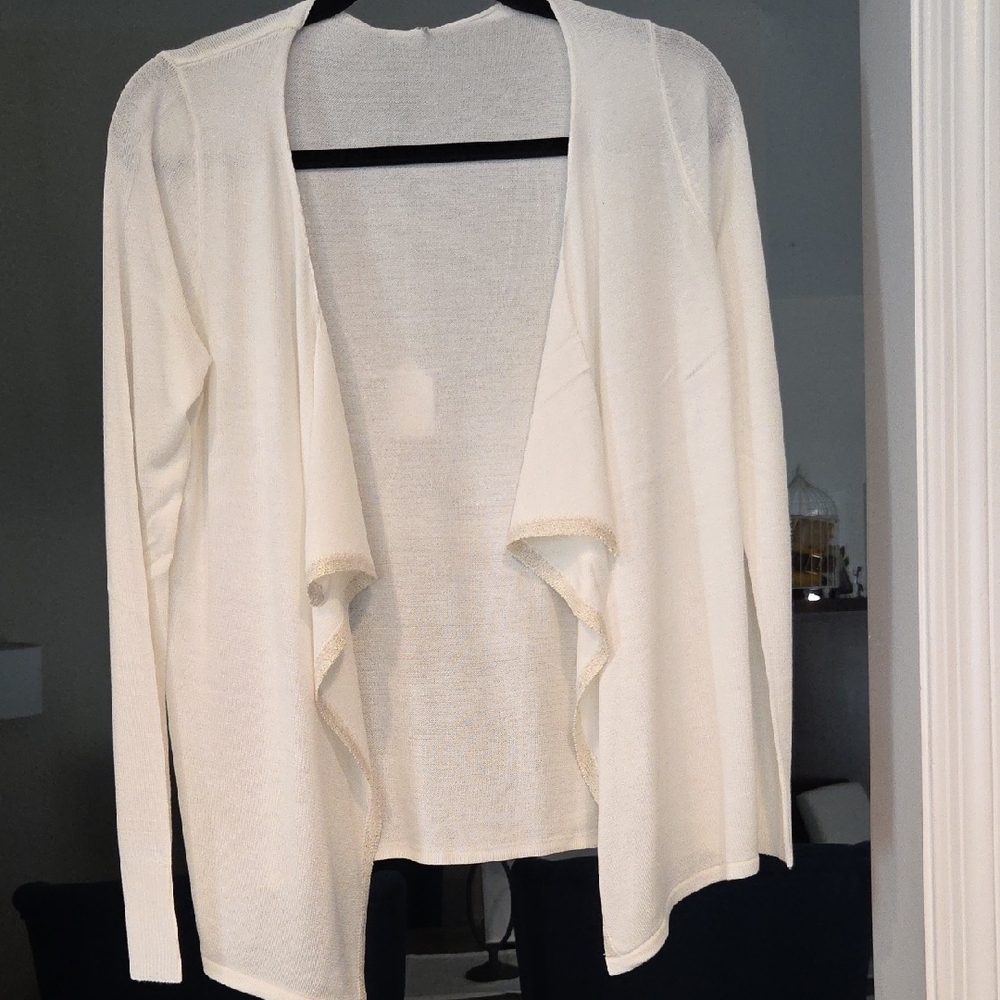 Renee C. Cream Open-Front Cardigan
